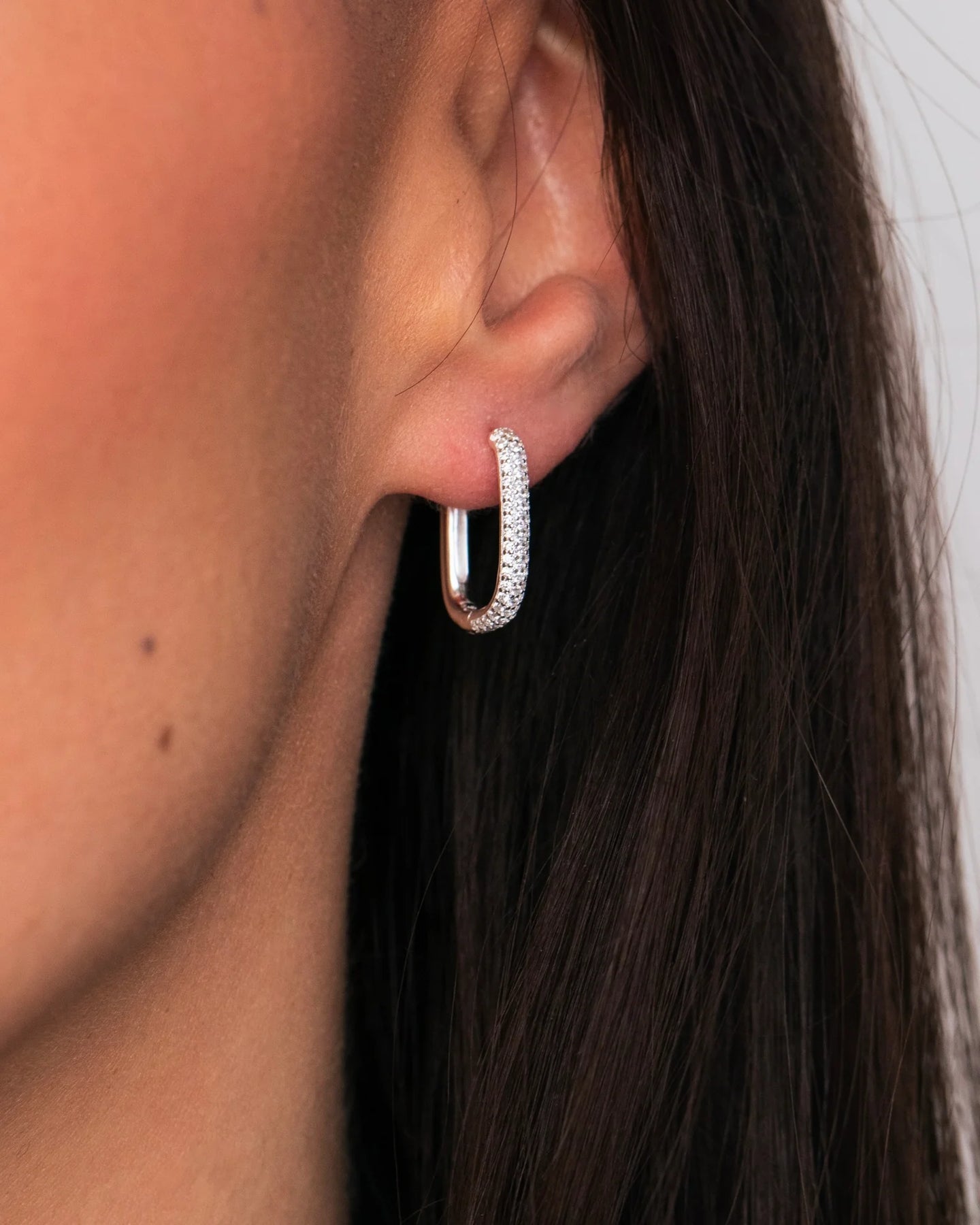 Petite Diamond Edge Hoops - Silver