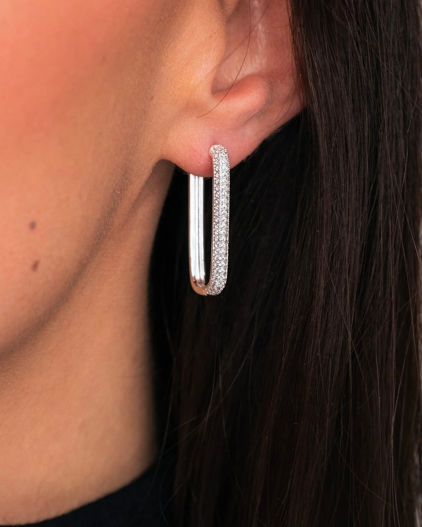 Diamond Edge Hoops - Silver