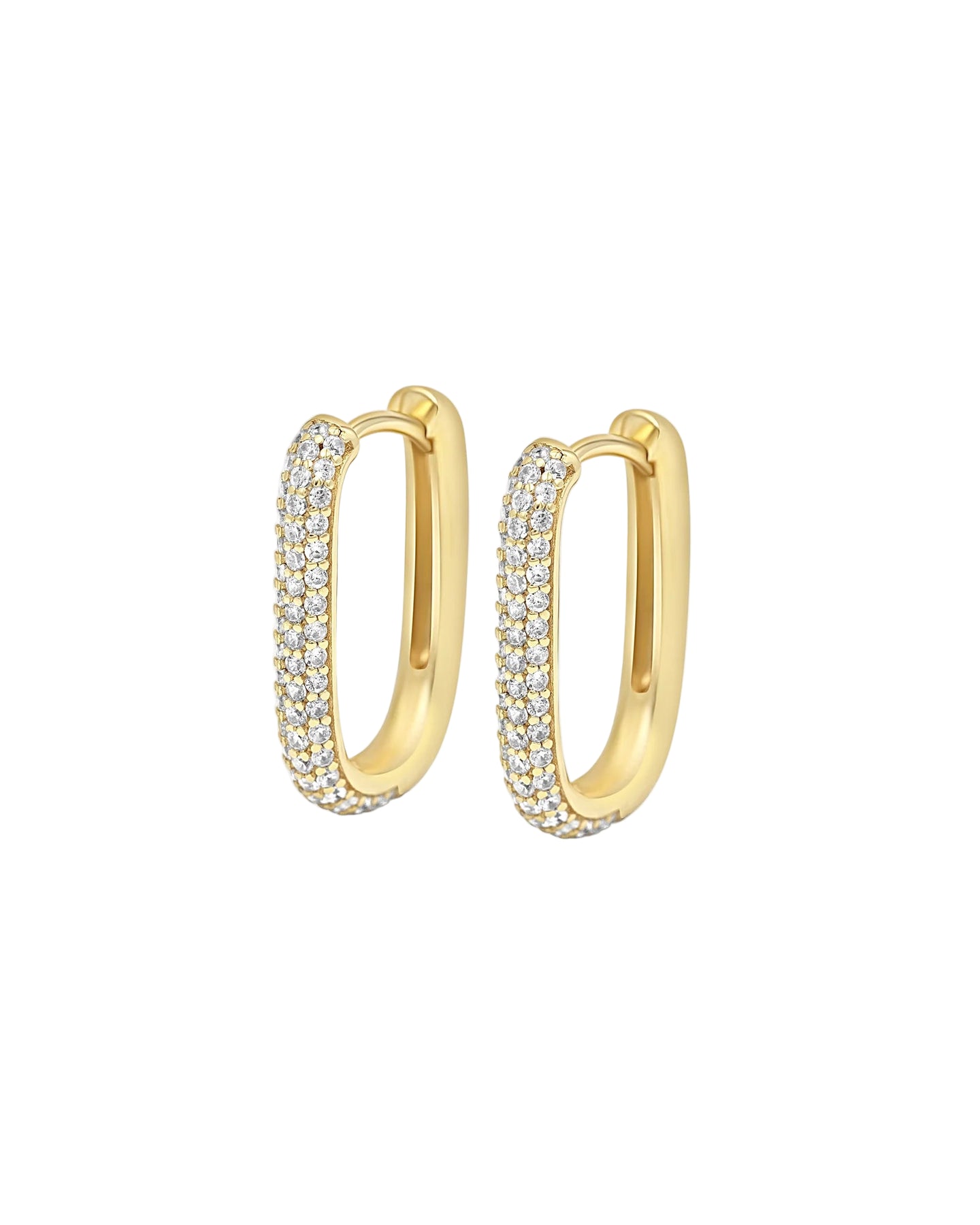 Petite Diamond Edge Hoops - Gold