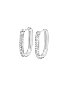 Petite Diamond Edge Hoops - Silver