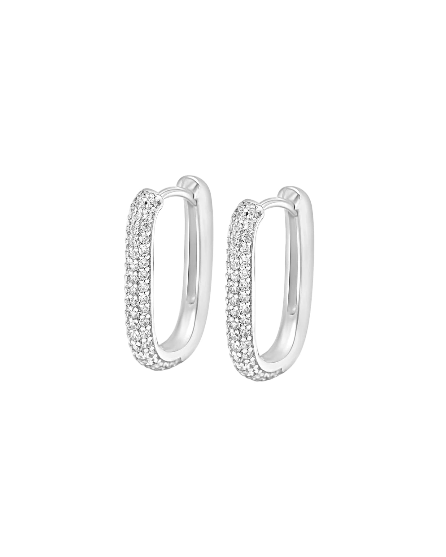 Petite Diamond Edge Hoops - Silver
