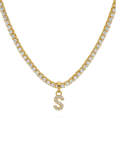 Tennis Letter Necklace - Gold