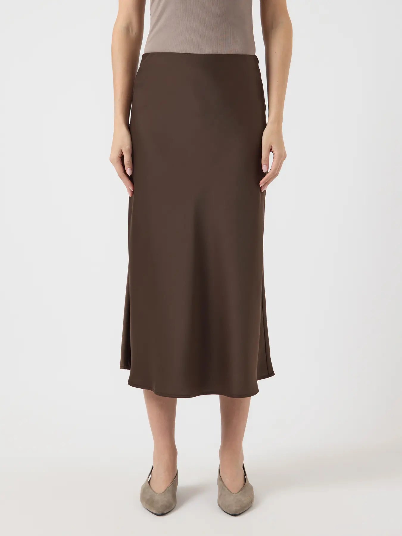 Yaspella Hw Midi Skirt - Chokladbrun