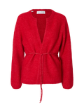 Sia Ras Ls Stickad Kofta med Skärp - Equestrian Red
