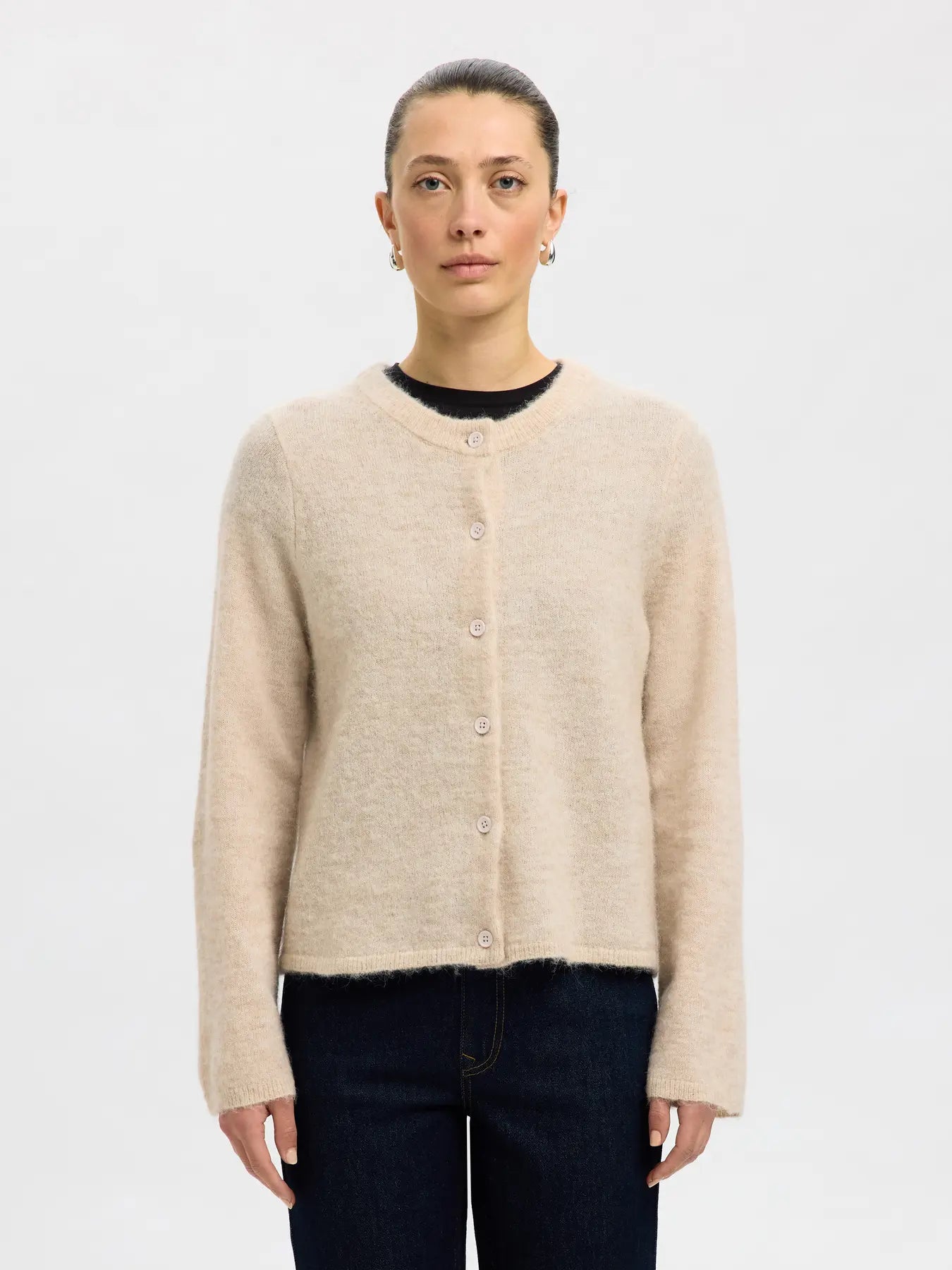 Selected Femme Lulu New LS Kofta - Birch Melange