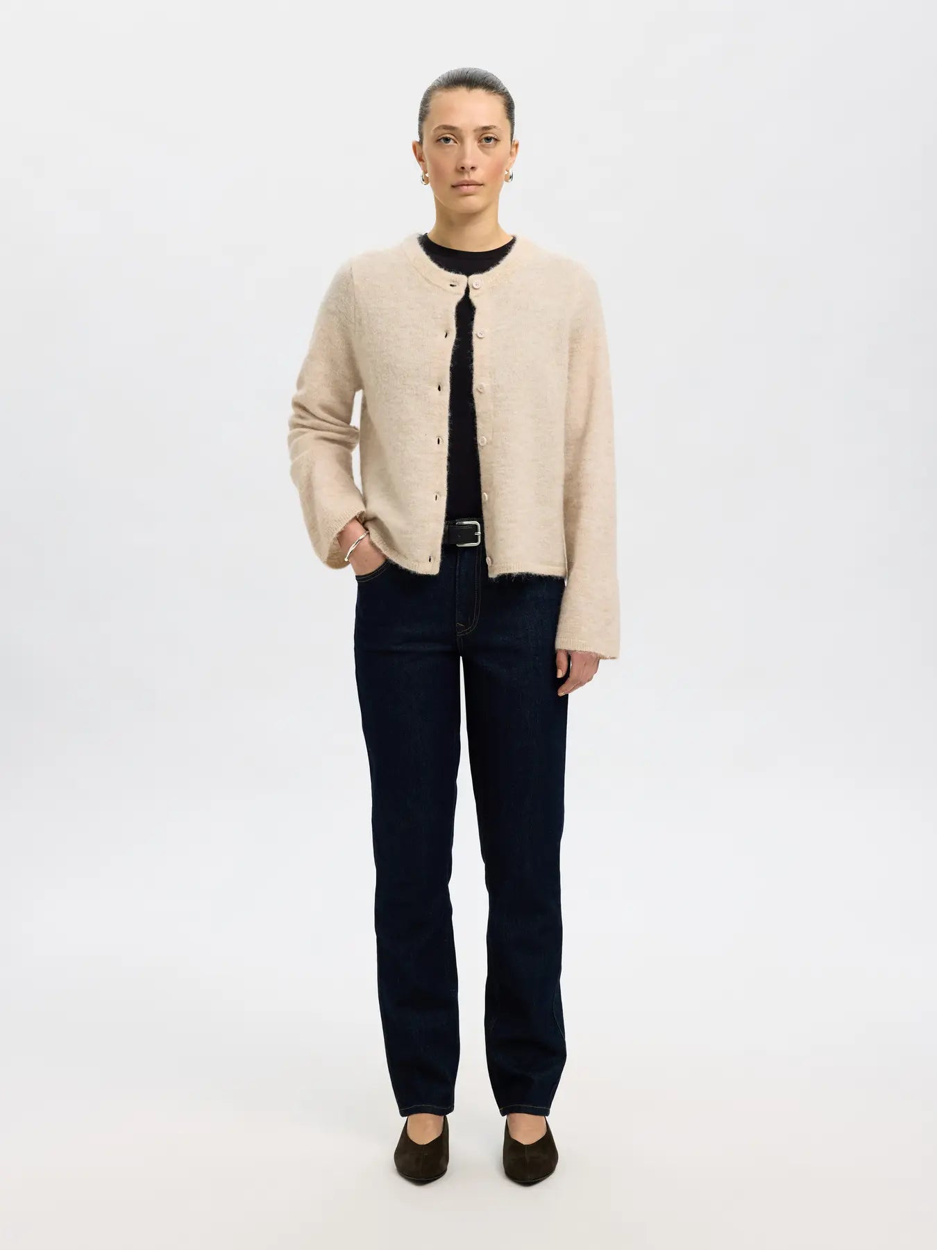 Selected Femme Lulu New LS Kofta - Birch Melange