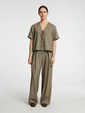 Natuk 2/4 Boxy Tie Top B - Vetiver