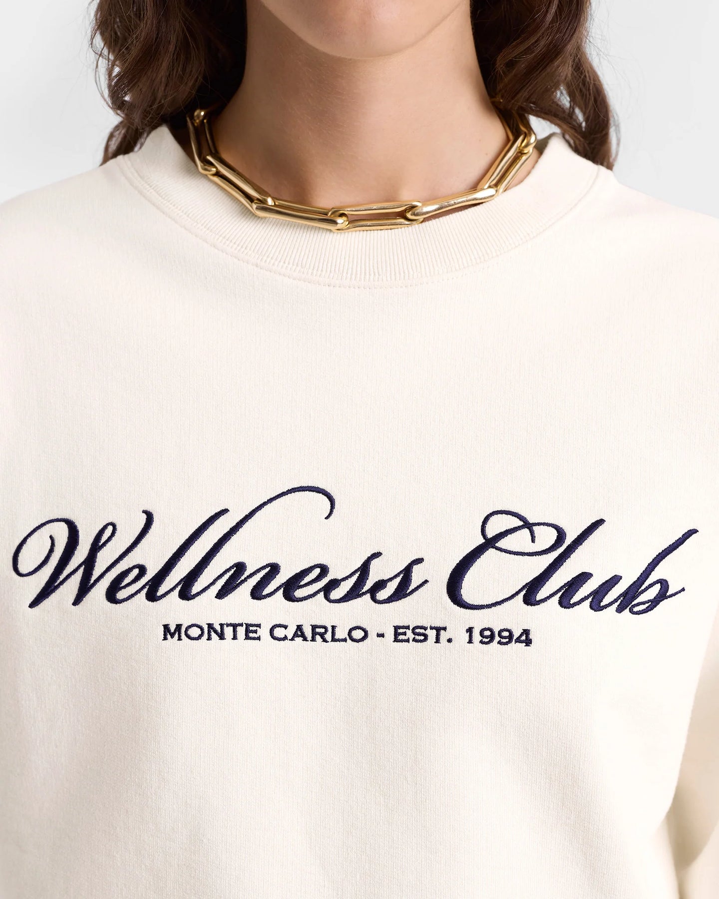 Wellness Club MC Broderad Sweatshirt - Cream