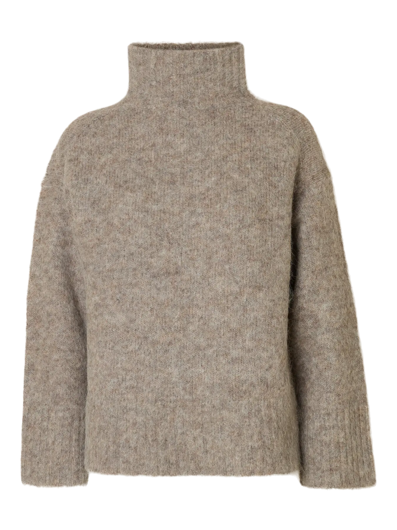 Gabriella Ls Knit High Neck - Steel Gray Melange