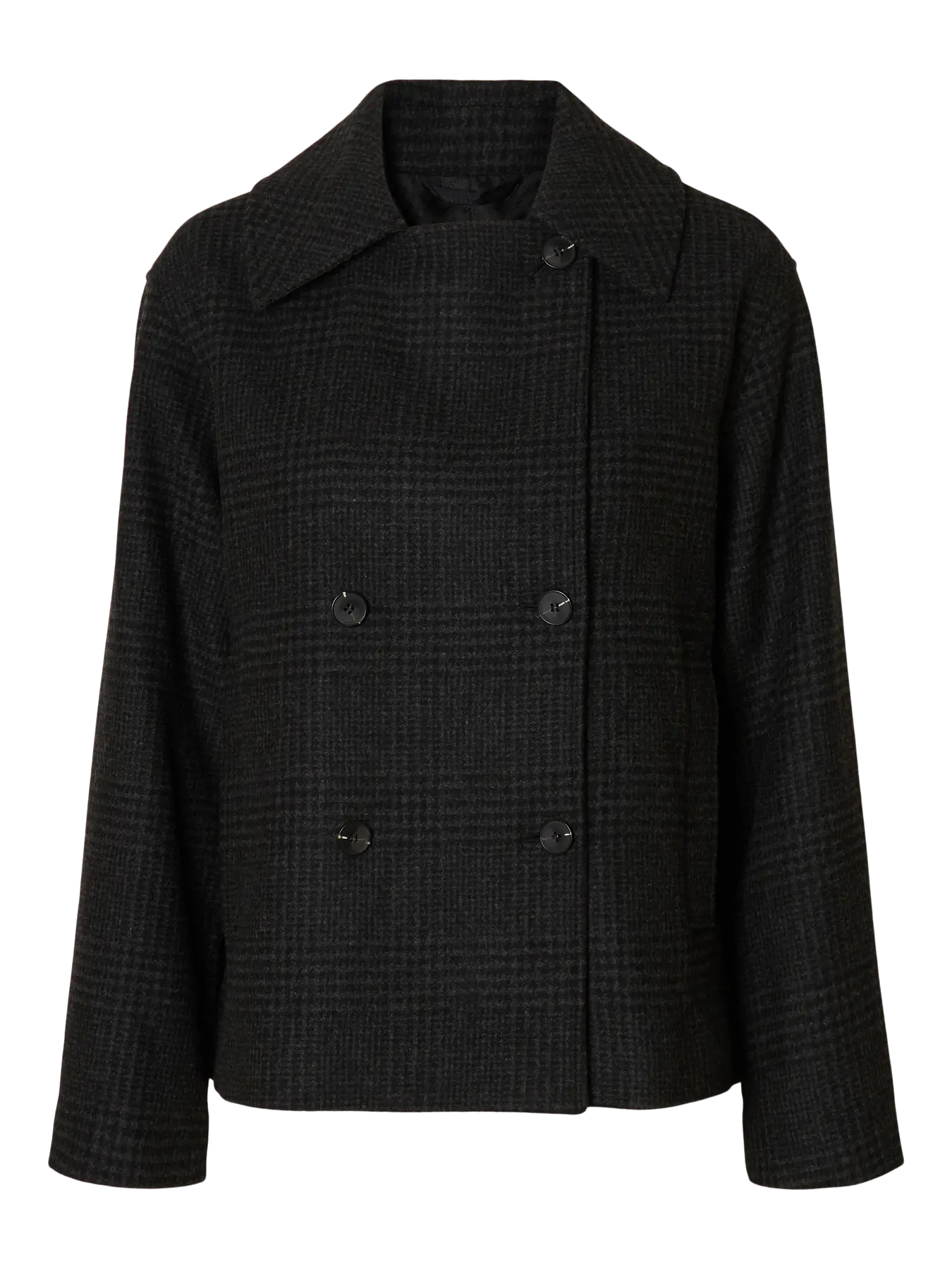 Alma Pattern Wool Blend Jacket - Black/Grey