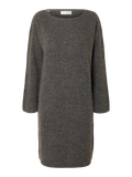Lulu Ls Knit New O-Neck Dress - Gråmelerad