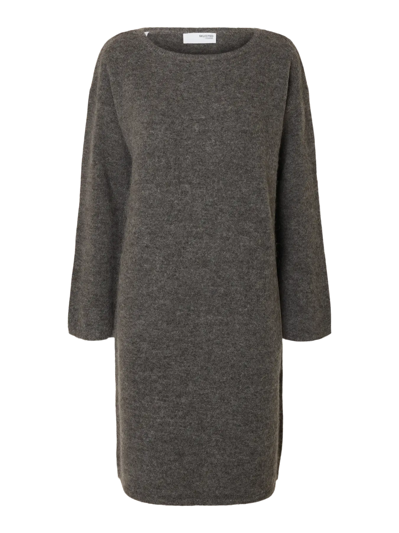 Lulu Ls Knit New O-Neck Dress - Gråmelerad