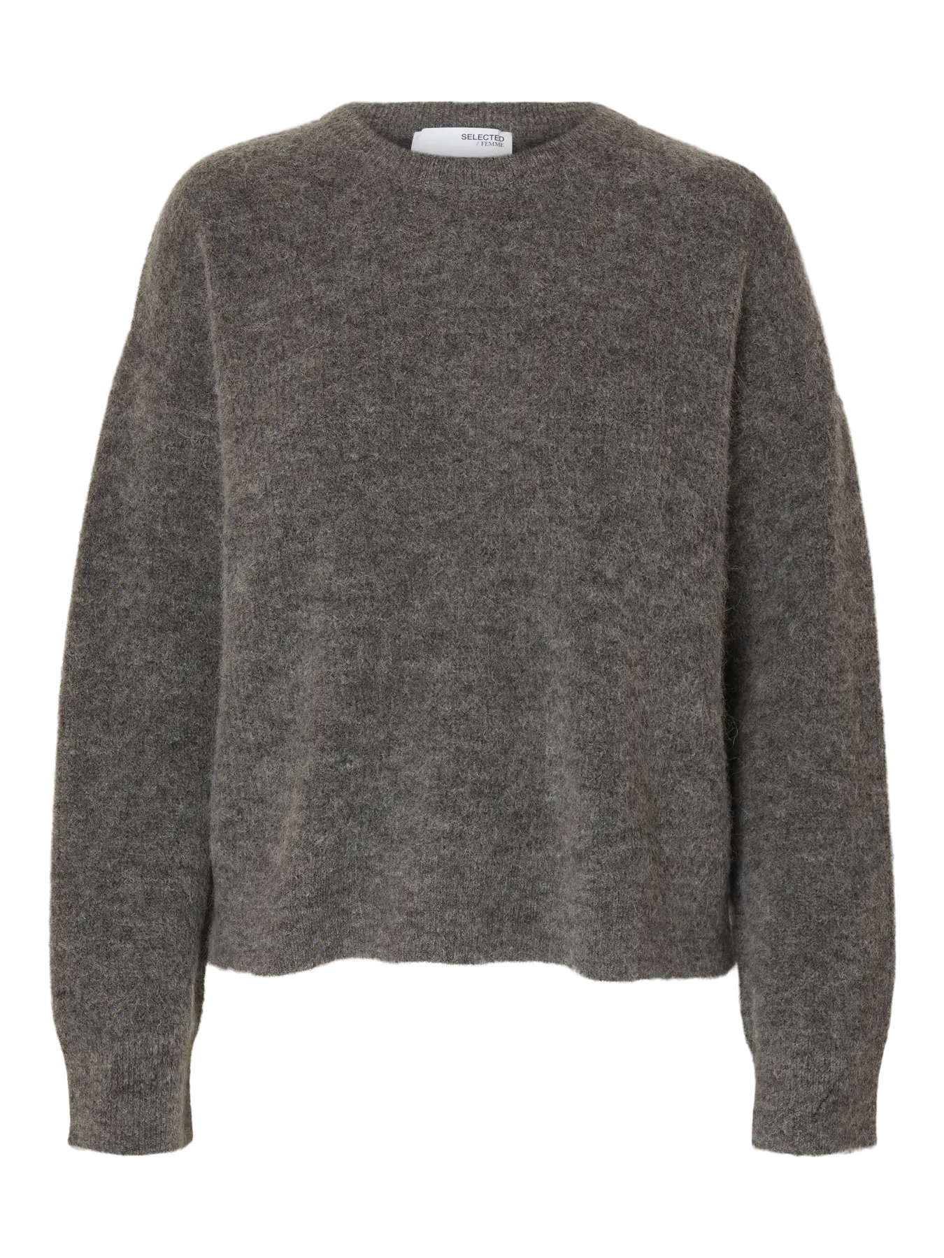 Sia Ras Ls Knit New O-Neck - Medium Grey Melange