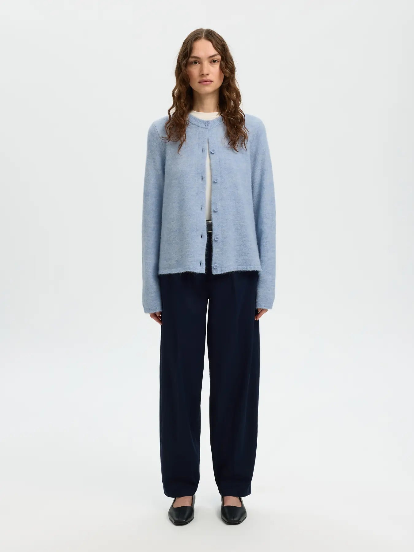 Lulu New Ls Knit Cardigan - Cashmere Blue Melange