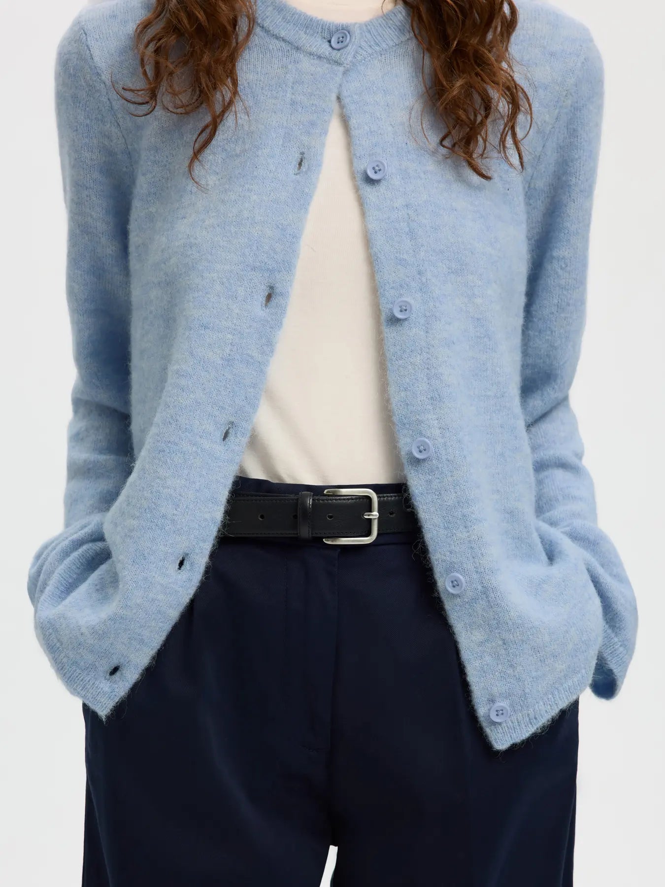 Lulu New Ls Knit Cardigan - Cashmere Blue Melange
