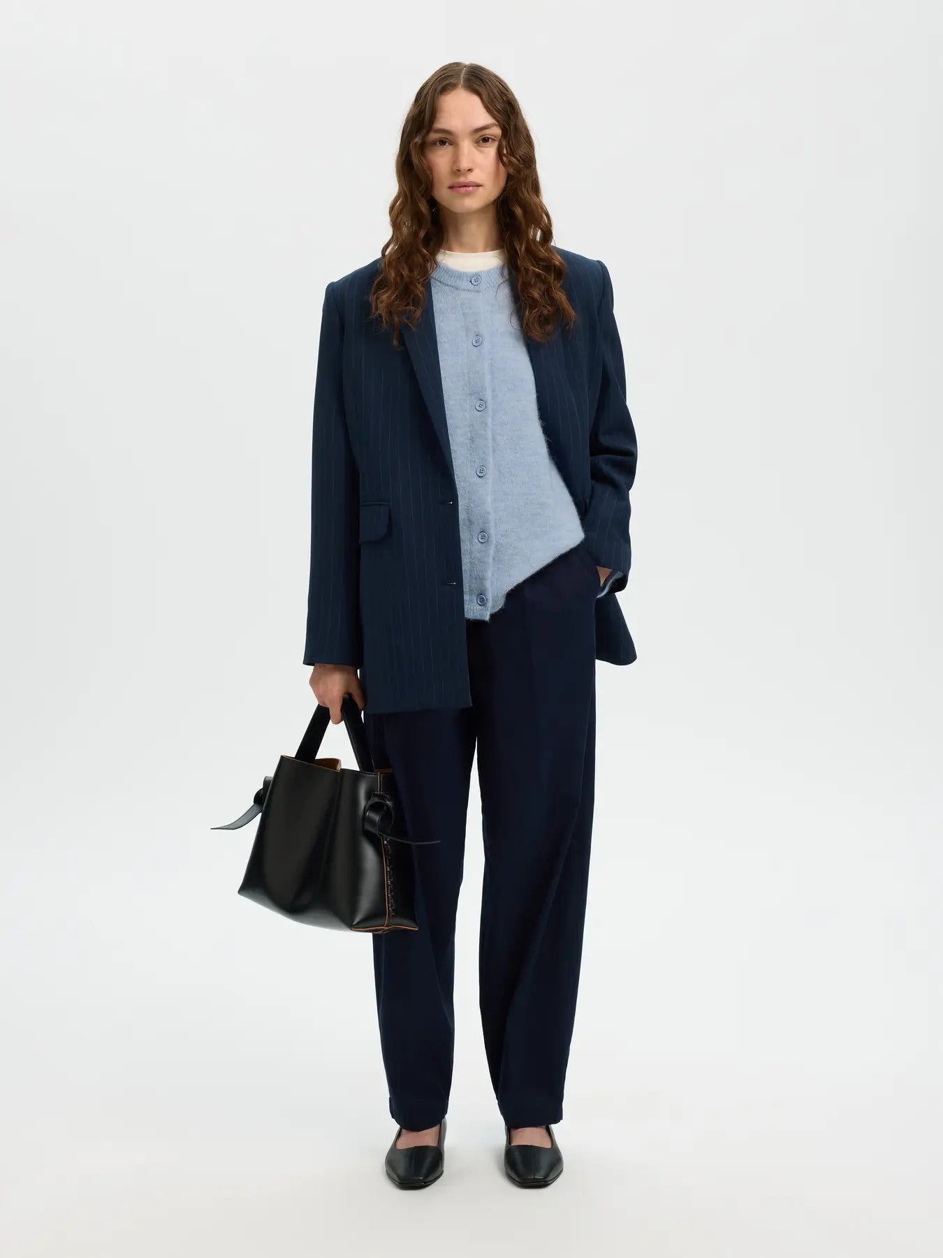 Lulu New Ls Knit Cardigan - Cashmere Blue Melange
