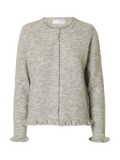 Lulu Frill Ls Knit Cardigan - Ljusgrå melange