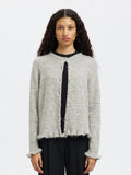 Lulu Frill Ls Knit Cardigan - Ljusgrå melange