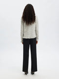 Lulu Frill Ls Knit Cardigan - Ljusgrå melange