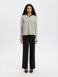 Lulu Frill Ls Knit Cardigan - Ljusgrå melange
