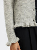 Lulu Frill Ls Knit Cardigan - Ljusgrå melange