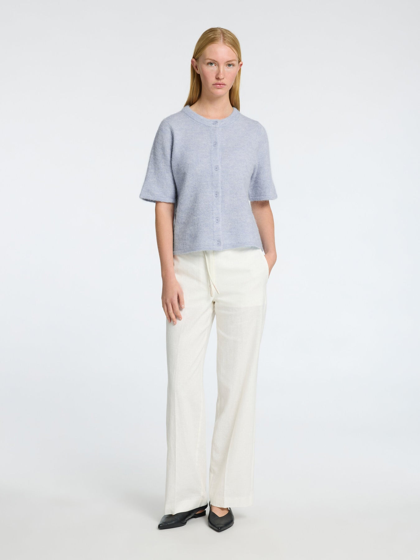 Lulu 2/4 Knit Cardigan Noos - Cashmere Blue Melange