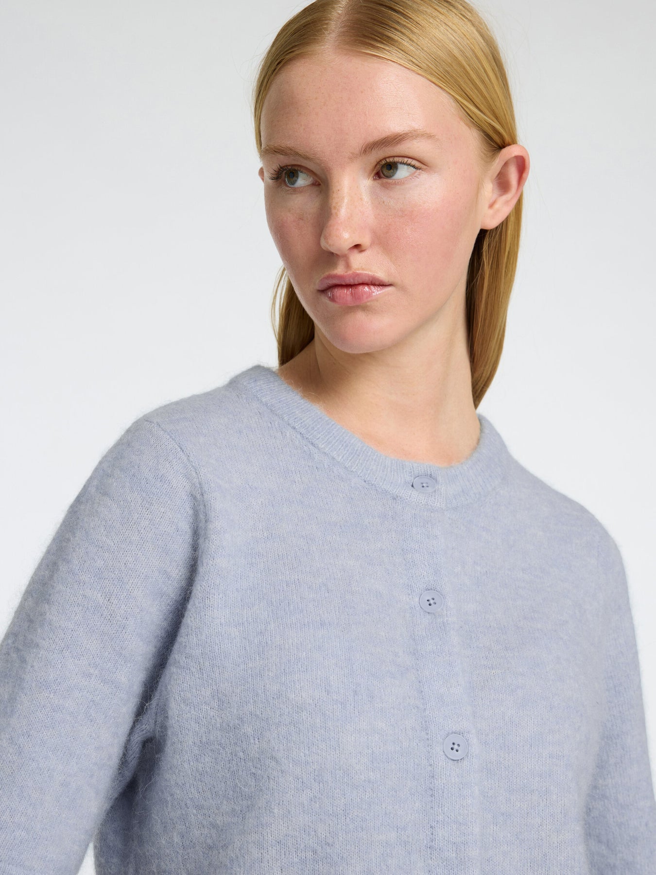 Lulu 2/4 Knit Cardigan Noos - Cashmere Blue Melange