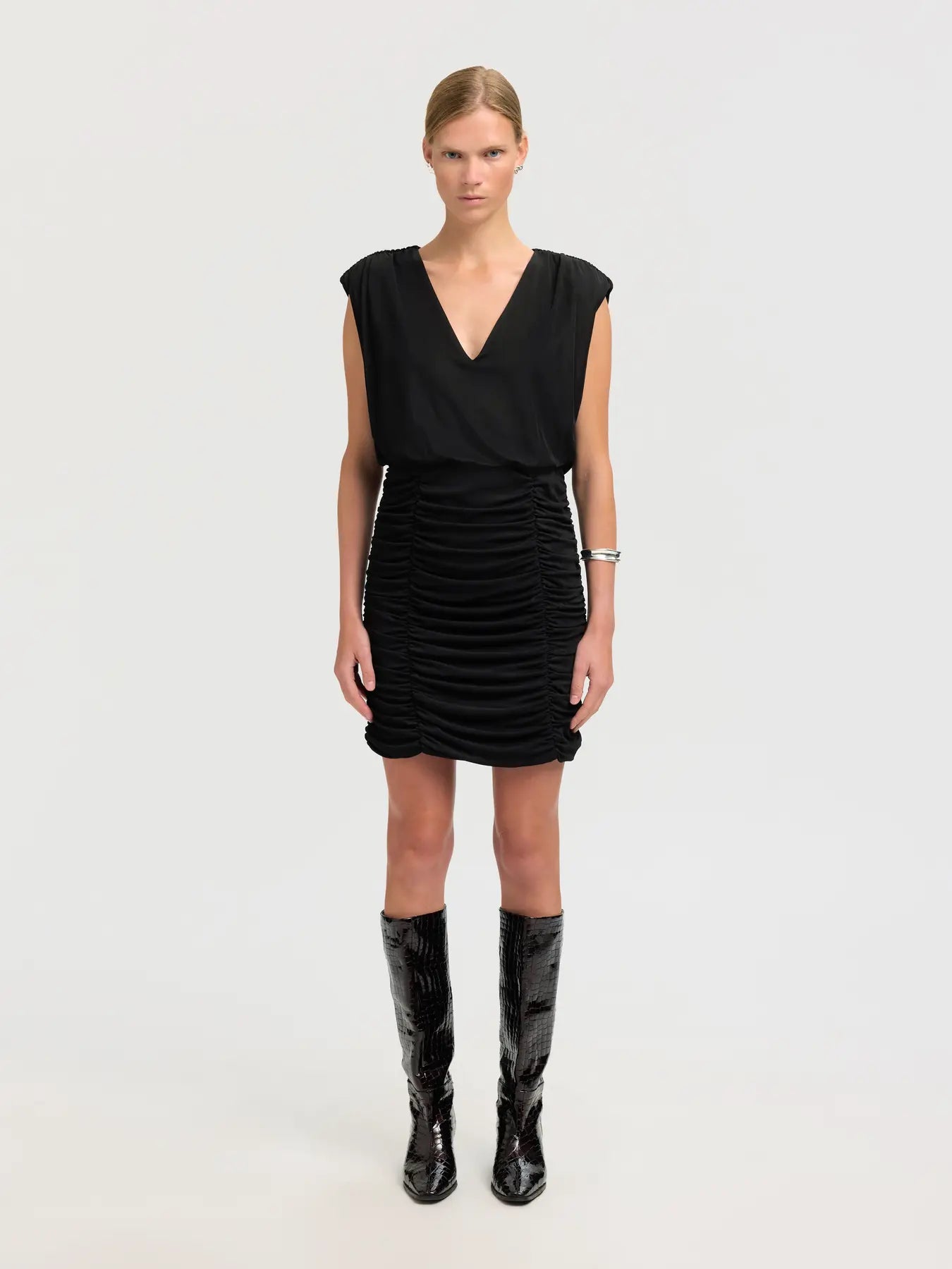 Slim Mira Reversible Sl Short Dress - Svart