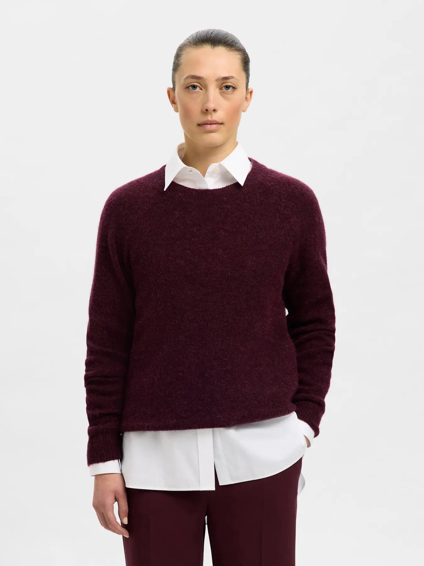 Lulu Ls Knit O-Neck - Fig Melange