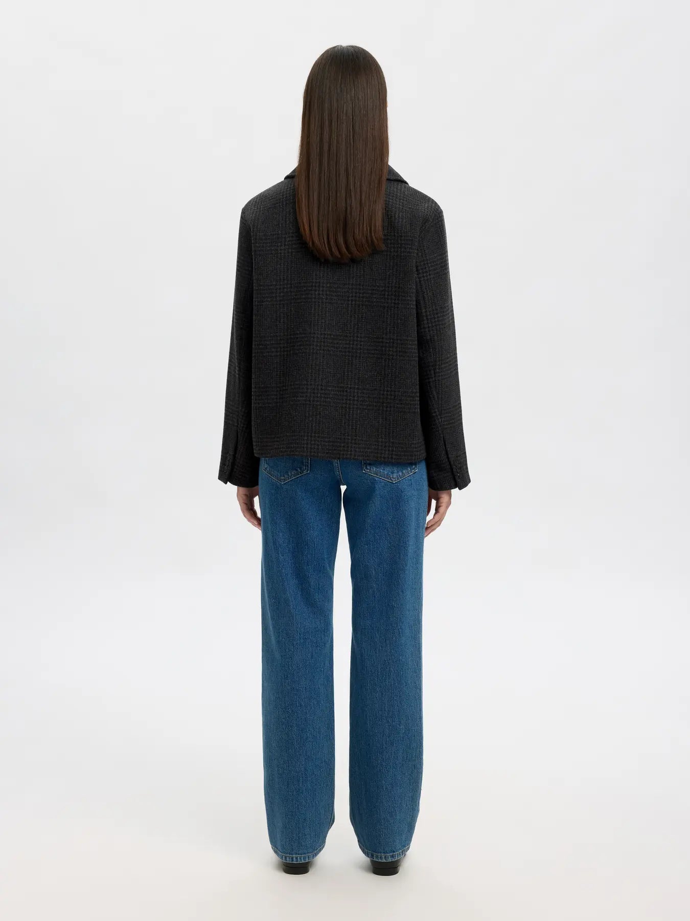 Alma Pattern Wool Blend Jacket - Black/Grey