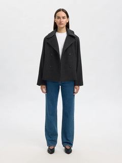 Alma Pattern Wool Blend Jacket - Black/Grey