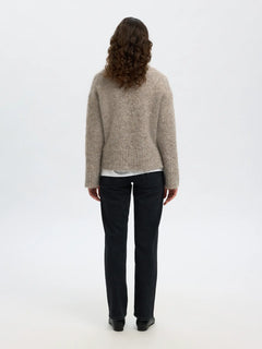 Gabriella Ls Knit High Neck - Steel Gray Melange