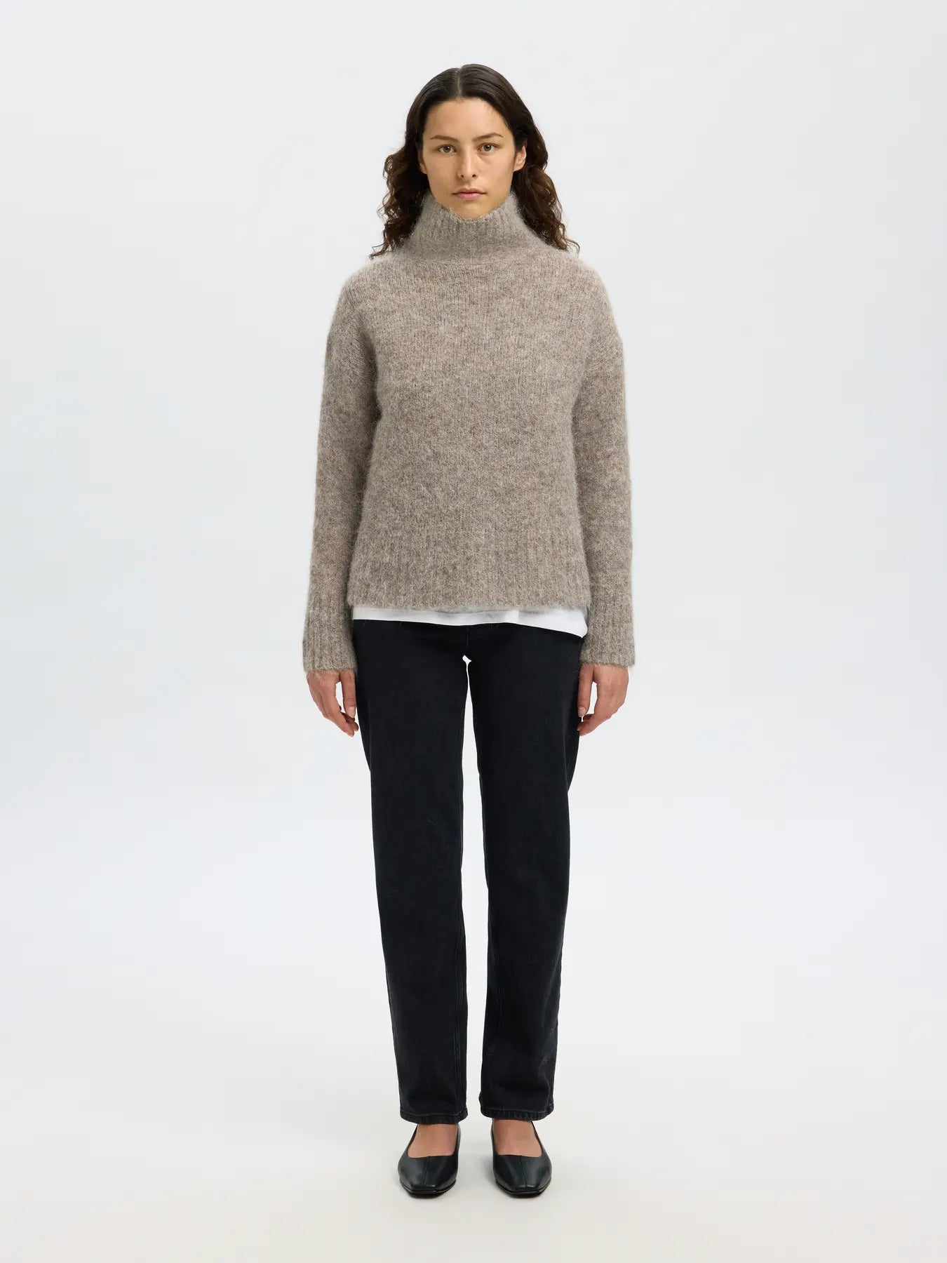 Gabriella Ls Knit High Neck - Steel Gray Melange