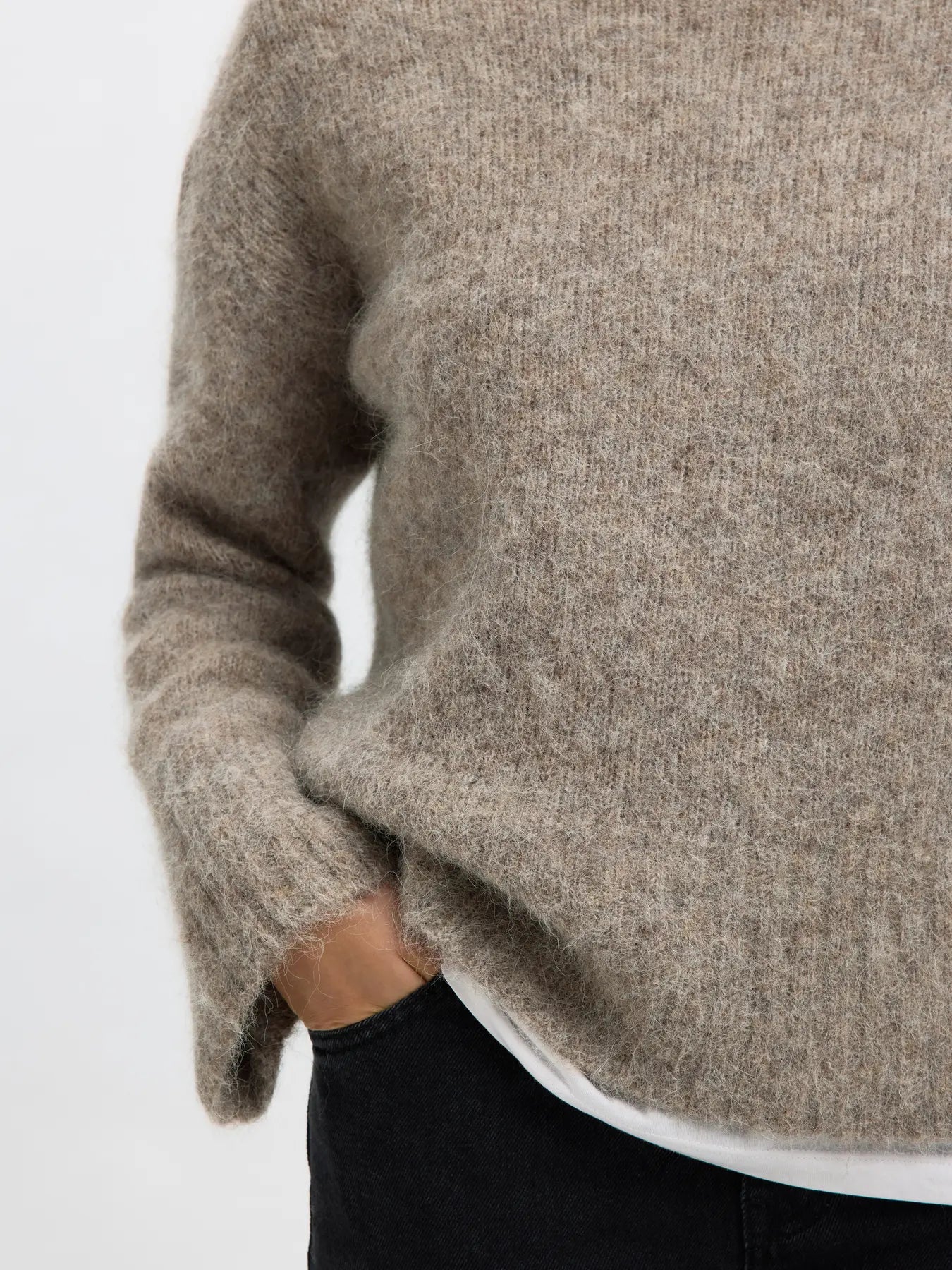 Gabriella Ls Knit High Neck - Steel Gray Melange