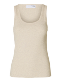 Anna U-Neck Tank Top Noos - Oatmeal Melange