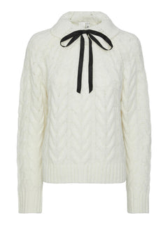 Yashirata Bow LS Knit Pullover - Birch