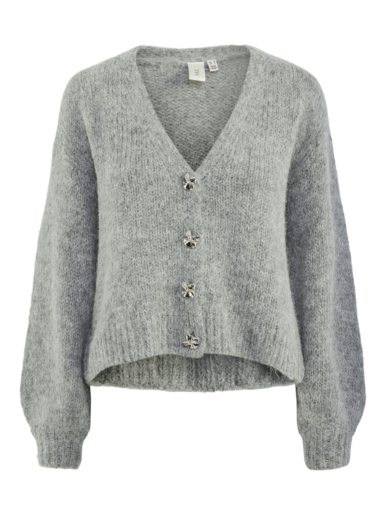 Yasvigga Ls Knit Cardigan - Medium Grey Melange