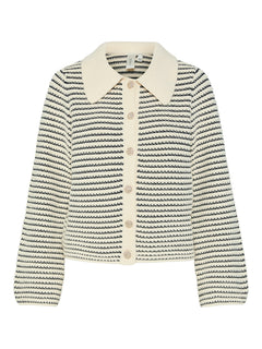 Fanto Ls Knit Cardigan S - Gardenia Navy Blazer
