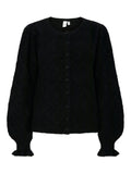 Yasthelma Ls Wool Blend Knit Cardigan - Black
