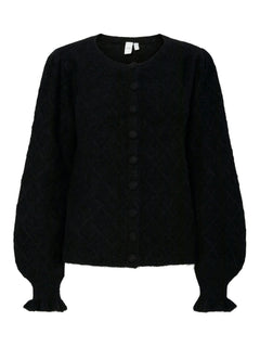 Yasthelma Ls Wool Blend Knit Cardigan - Black