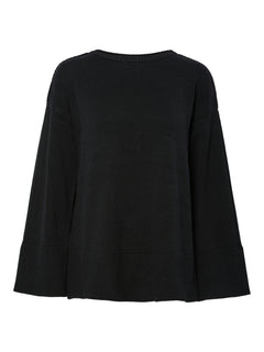Yasbabette Ls O-Neck Knit Pullover - Black