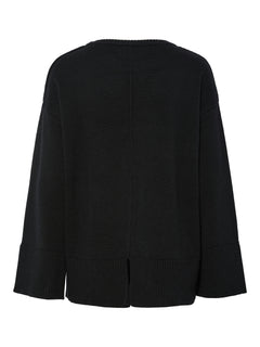 Yasbabette Ls O-Neck Knit Pullover - Black