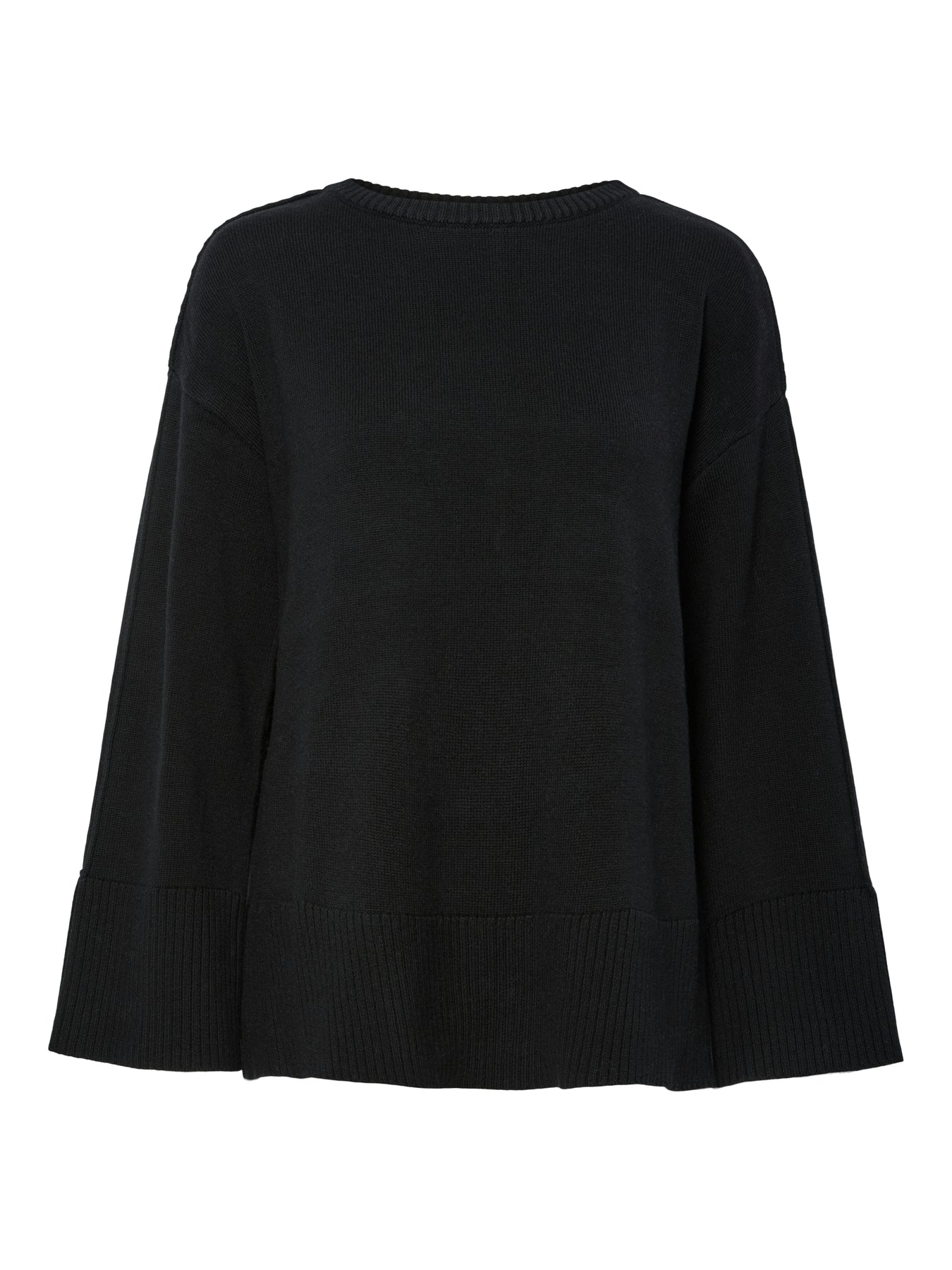 Yasbabette Ls O-Neck Knit Pullover - Black