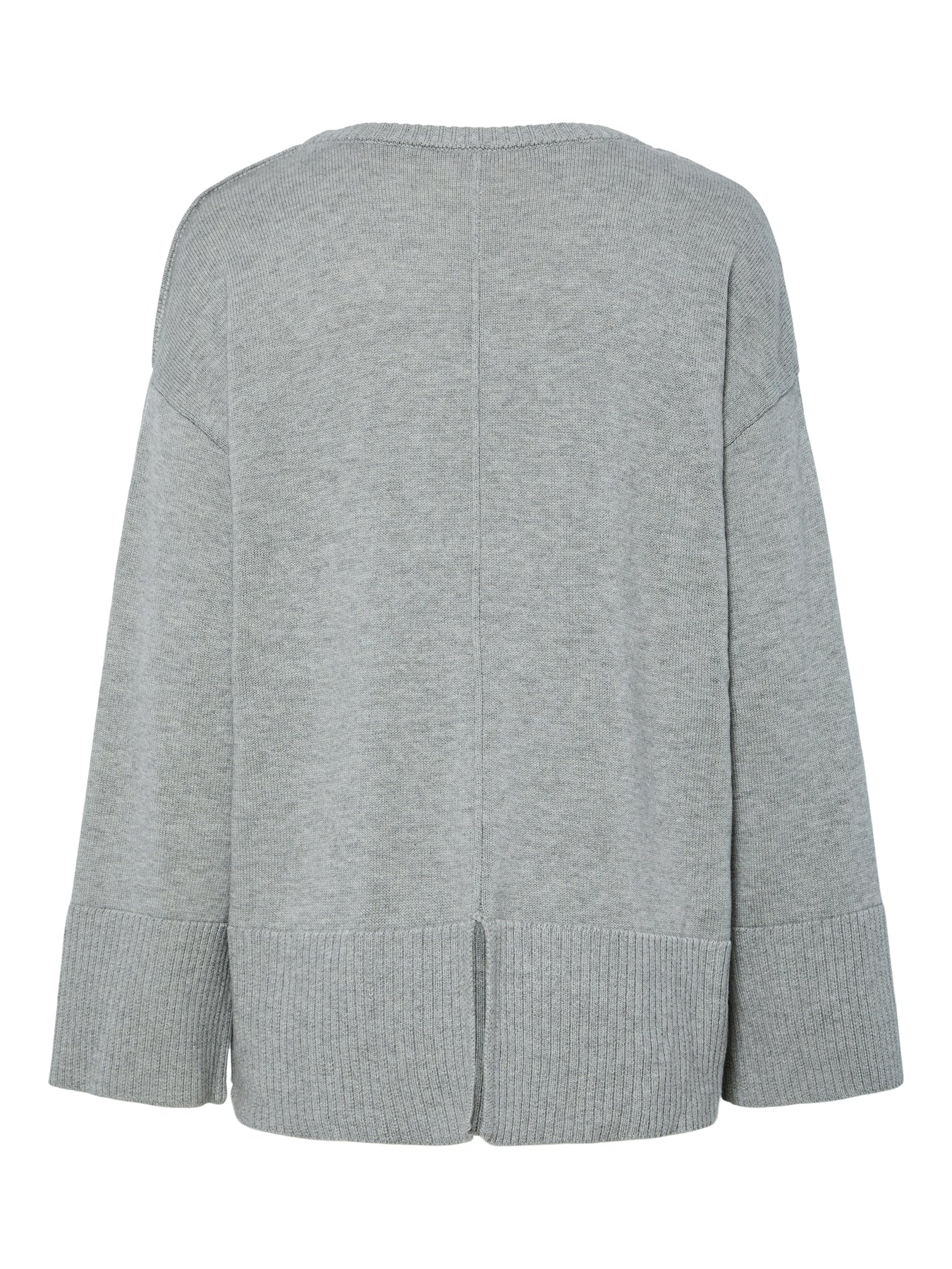 Yasbabette Ls O-Neck Knit Pullover - Medium Grey Melange