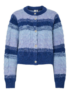 Yasmegano Ls Knit Short Cardigan - Dazzling Blue Vista Blue/Clear Sky