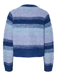 Yasmegano Ls Knit Short Cardigan - Dazzling Blue Vista Blue/Clear Sky