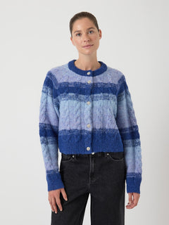 Yasmegano Ls Knit Short Cardigan - Dazzling Blue Vista Blue/Clear Sky
