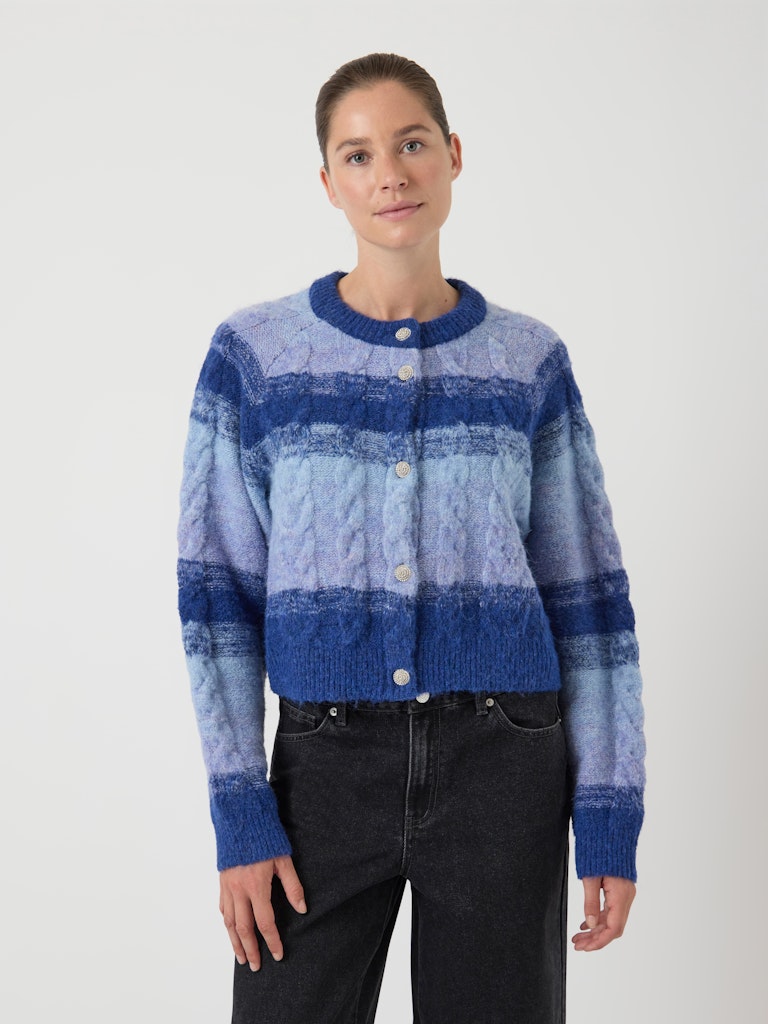 Yasmegano Ls Knit Short Kofta - Dazzling Blue Vista Blue/Clear Sky
