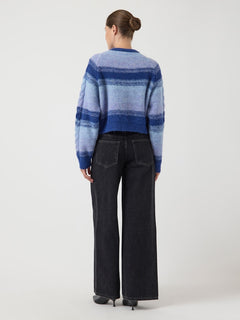 Yasmegano Ls Knit Short Cardigan - Dazzling Blue Vista Blue/Clear Sky
