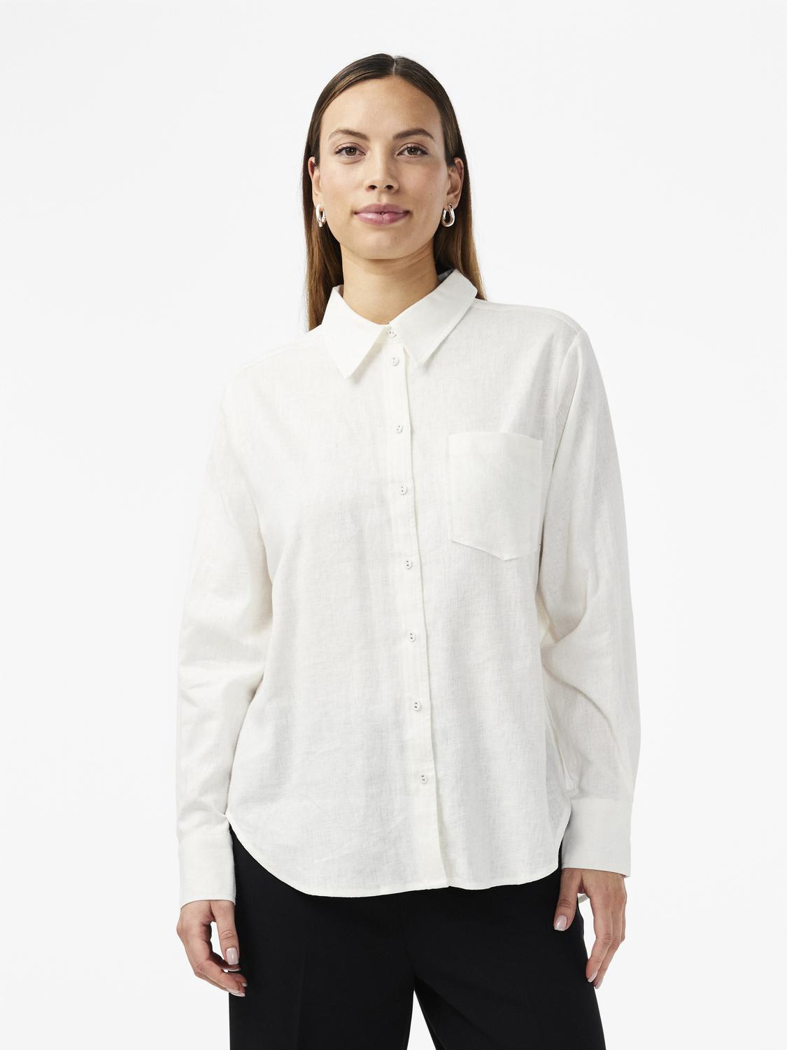 Flaxy Ls Linen Shirt - Star White